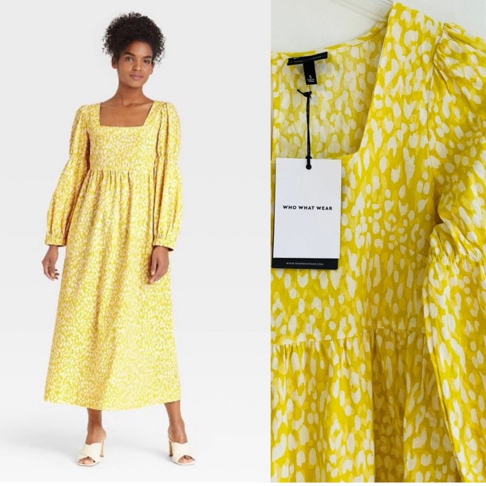 Women’s size XS Balloon Sleeve Maxi Dress - Who What Wear - Leopard Citrus